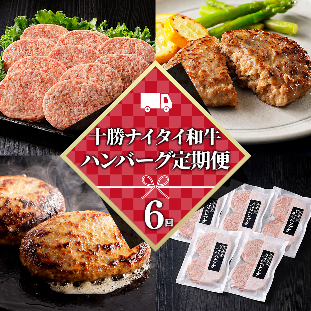 十勝ナイタイ和牛ビーフ&ポークハンバーグ定期便　10個×6ヵ月コース